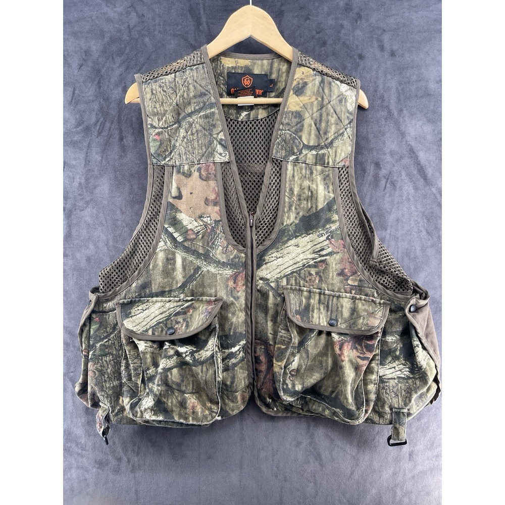 Game Winner Hunting Vest Mens L Camo Mesh Multi Pocket Zip Outdoor Hunting